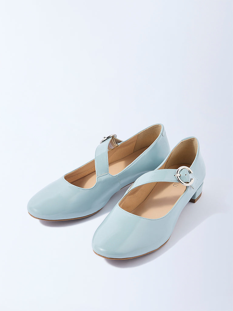 LUNA BLU Light Blue Block-Heel Mary Jane Shoes