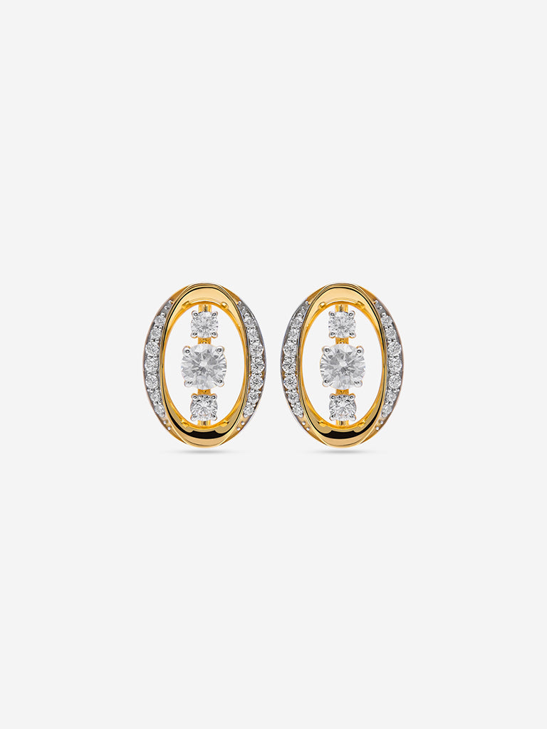 Gold Cluster Gold Plated Lab Diamond Stud Earrings