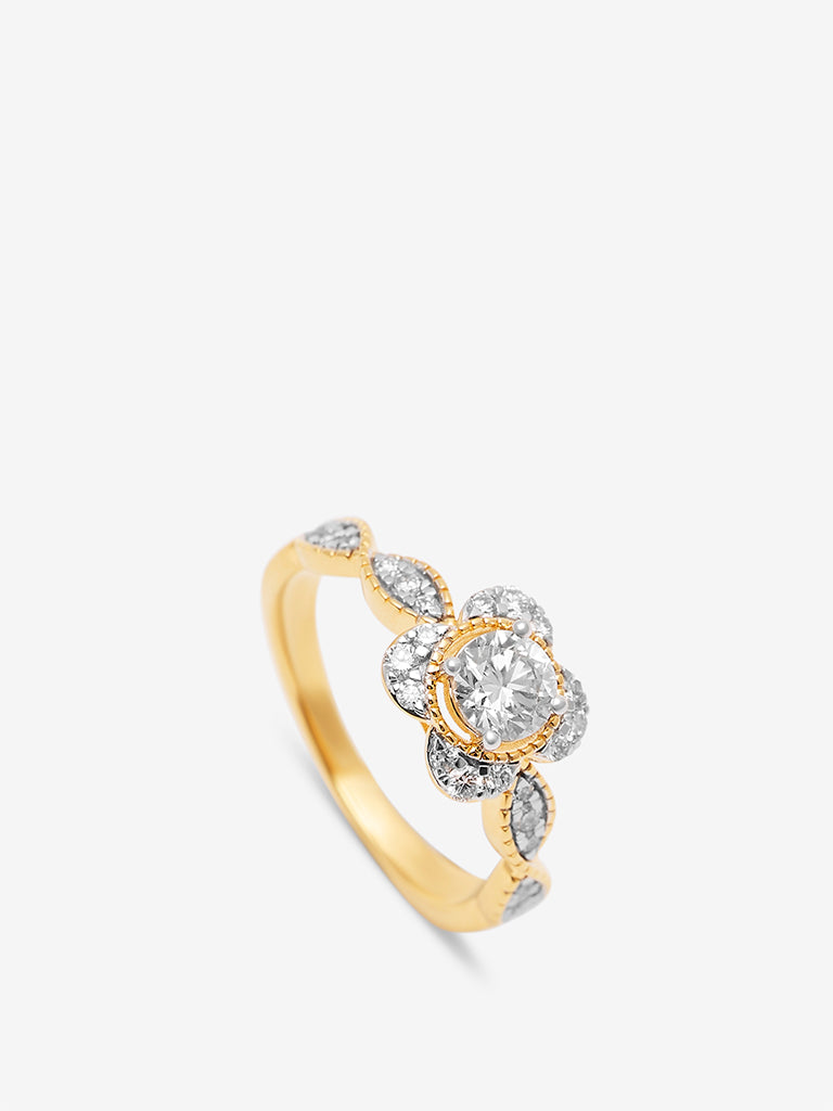 Solitaire Gold Plated Lab Diamond Ring