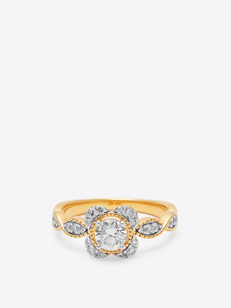 Solitaire Gold Plated Lab Diamond Ring