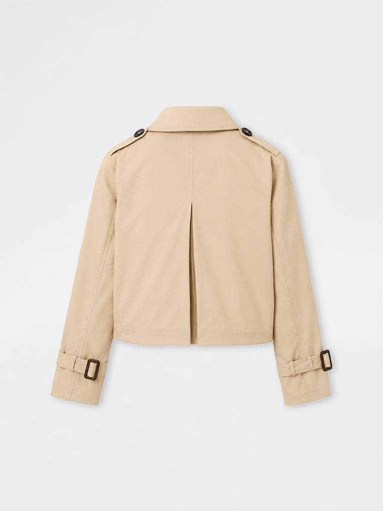 Wardrobe Beige Cropped Double Breasted Trench Jacket
