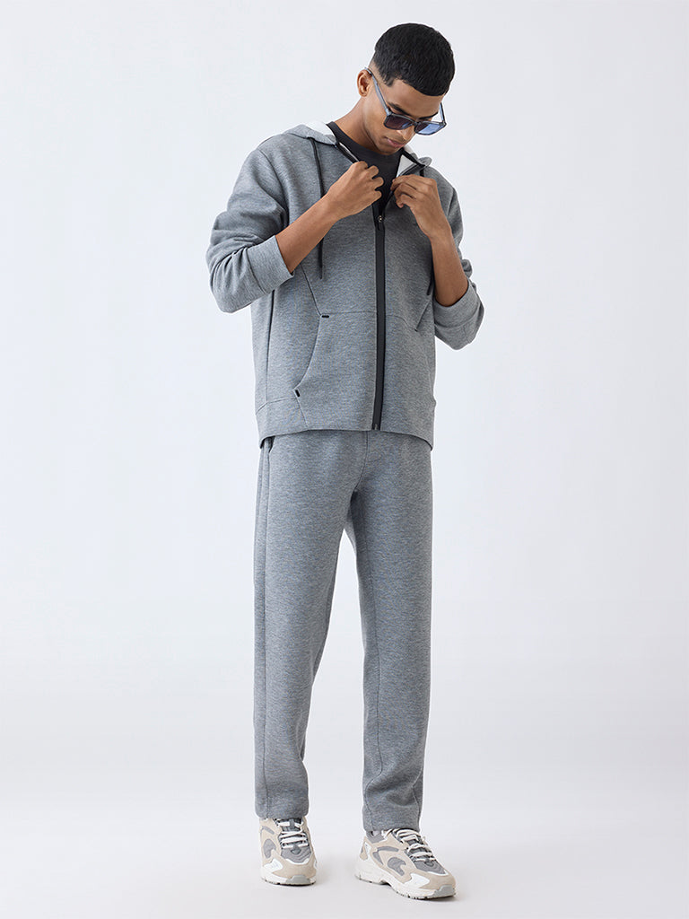 Studiofit Grey Relaxed-Fit Hooded Jacket