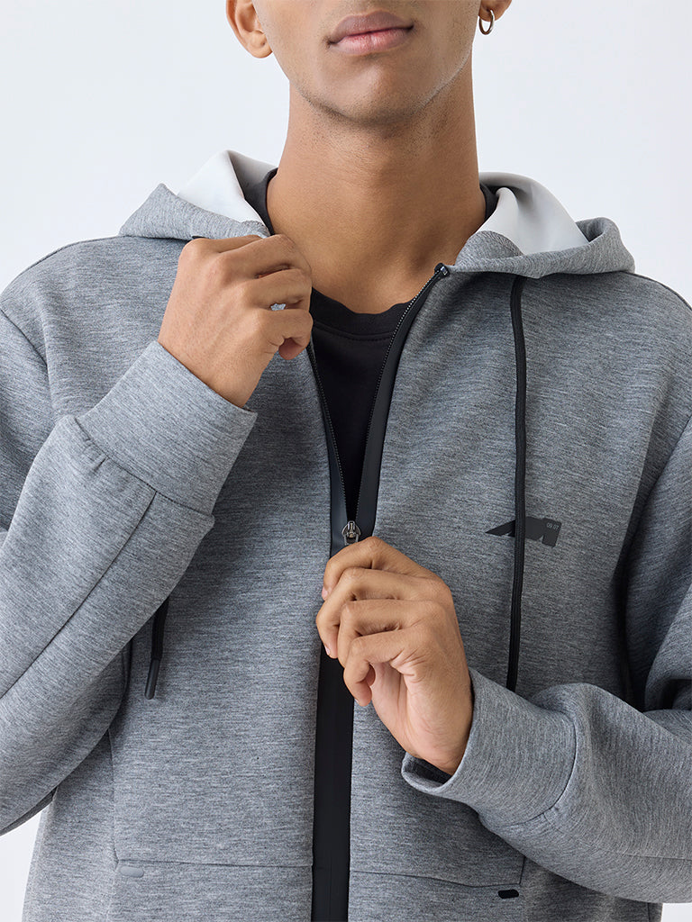 Studiofit Grey Relaxed-Fit Hooded Jacket