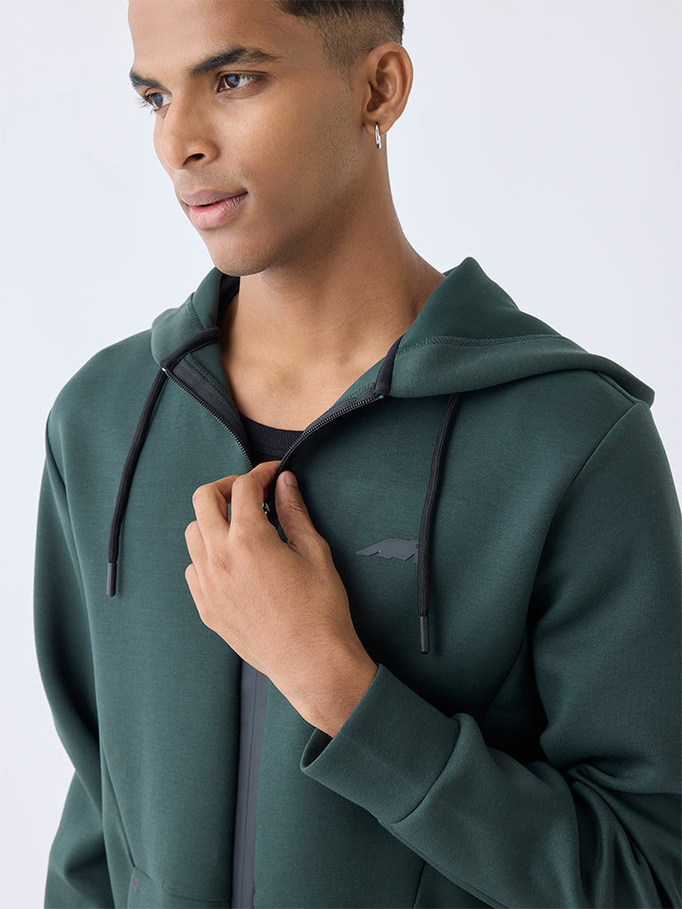 Studiofit Green Relaxed-Fit Hooded Jacket