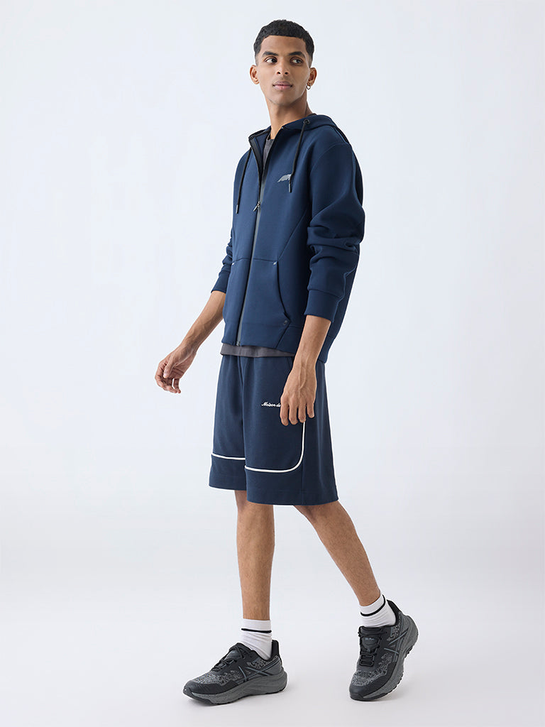 Studiofit Navy Relaxed-Fit Hooded Jacket