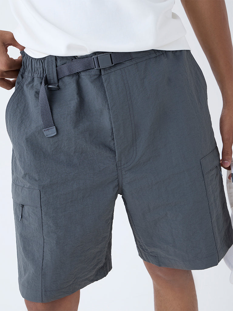 Westside Studiofit Men's Dark Grey Relaxed-Fit Mid-Rise Shorts for Sports Wear Zoomed View