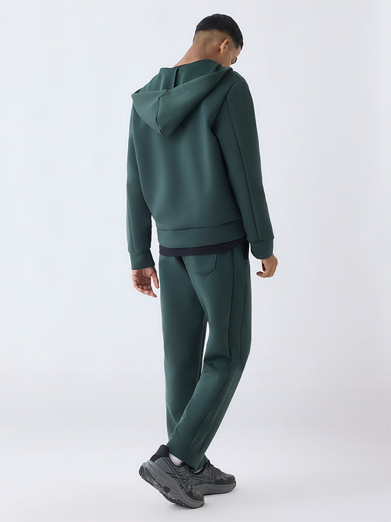 Studiofit Green Solid Relaxed-Fit Mid-Rise Track Pants