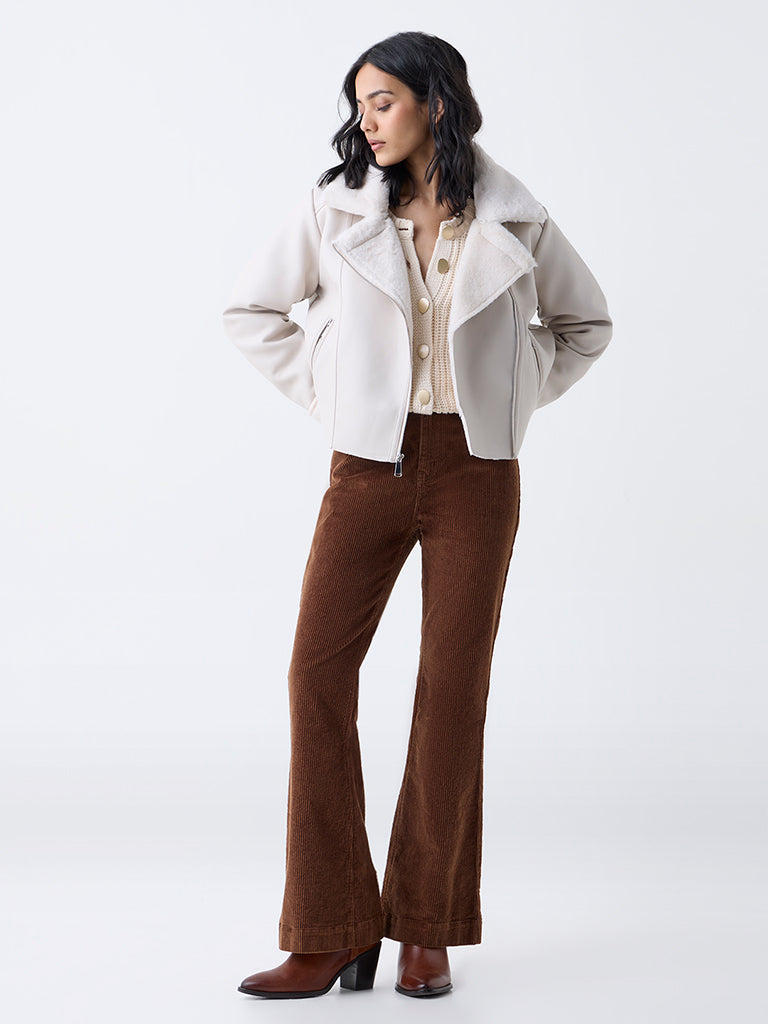 LOV Off-White Solid Jacket