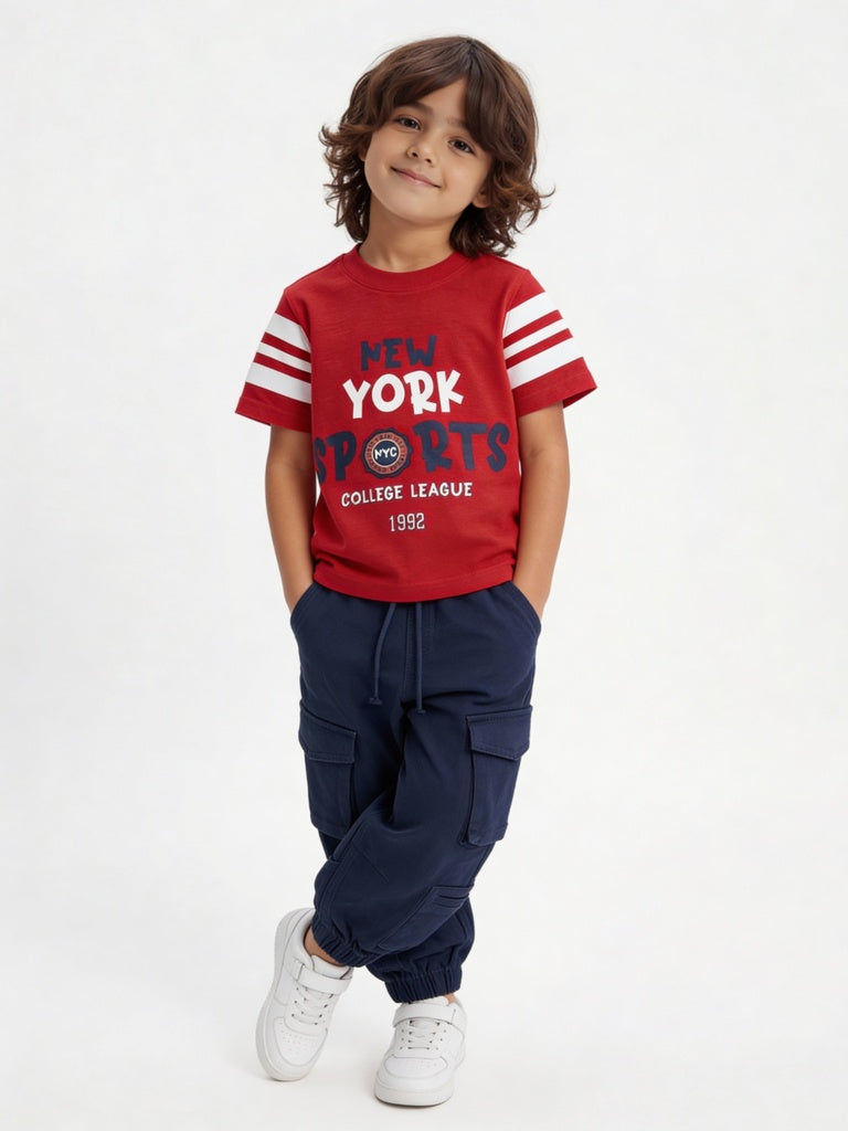 HOP Kids Boys Navy Mid-Rise Cotton-Blend Cargo Joggers