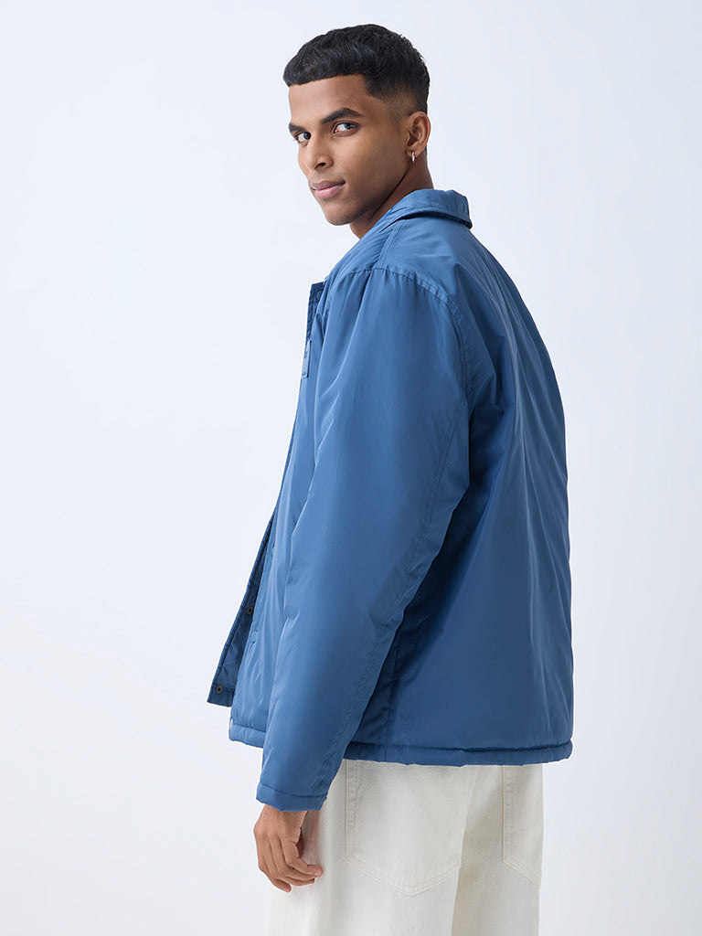 Nuon Blue Solid Relaxed-Fit Jacket