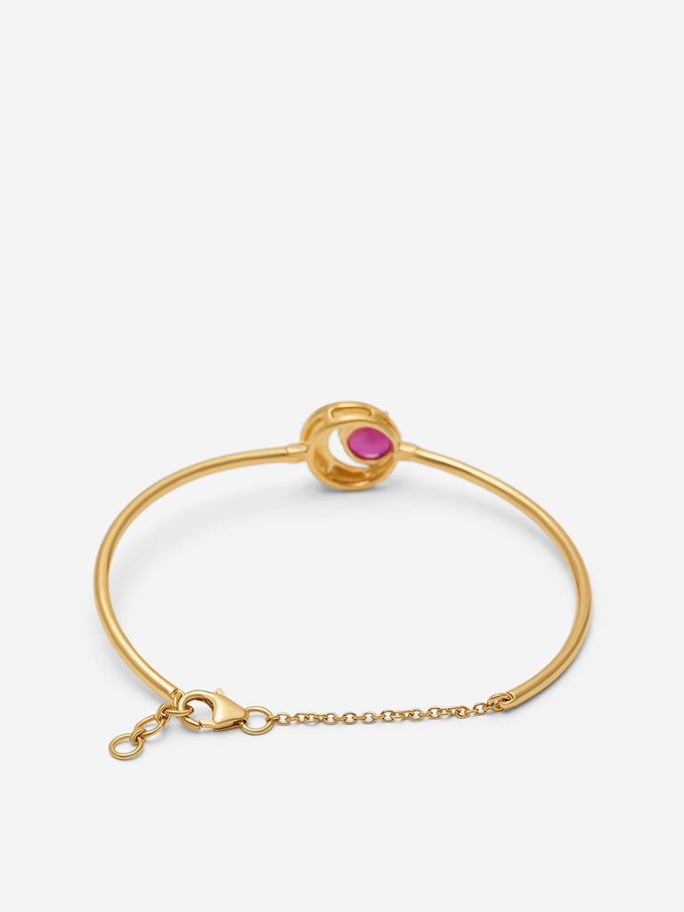 Ruby Crescent Gold Plated Lab Diamond Bracelet