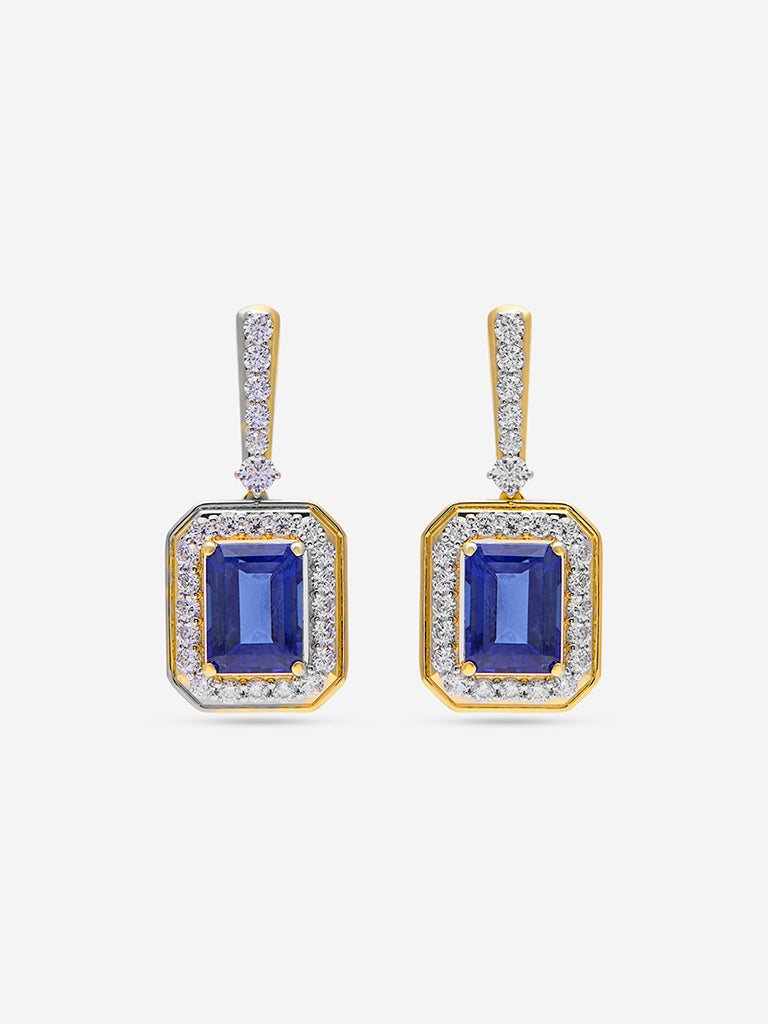 Sapphire Drop Lab Diamond Earrings
