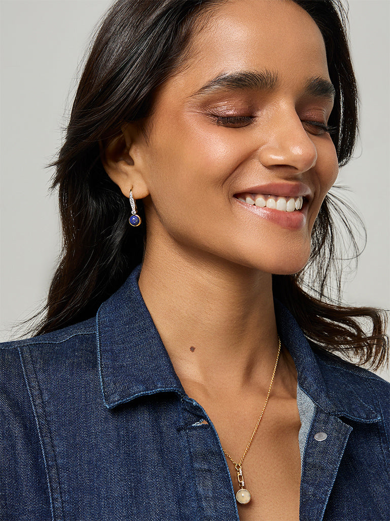 Lapis & Moonstone Mismatched Drop Earrings