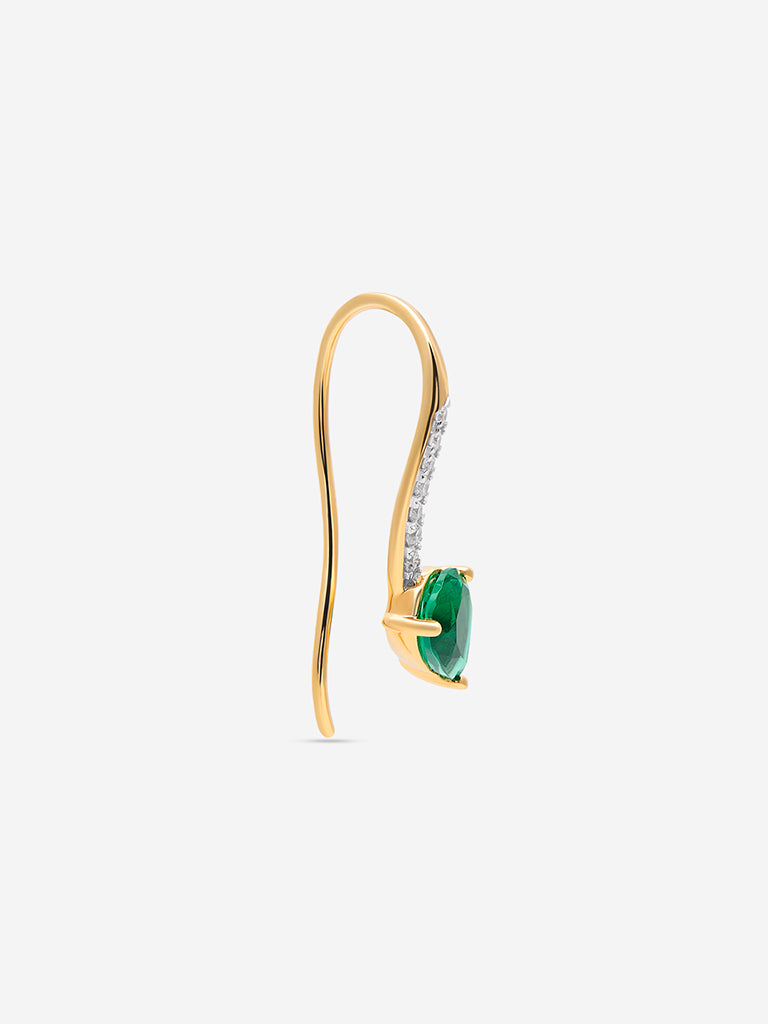 Trillion Emerald Wave Gold Plated Lab Diamond Earrings