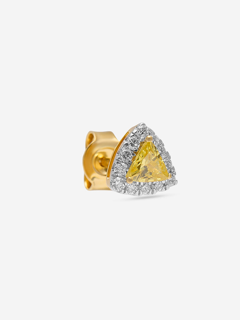 Yellow Trillion Lab Diamond Halo Stud Earrings