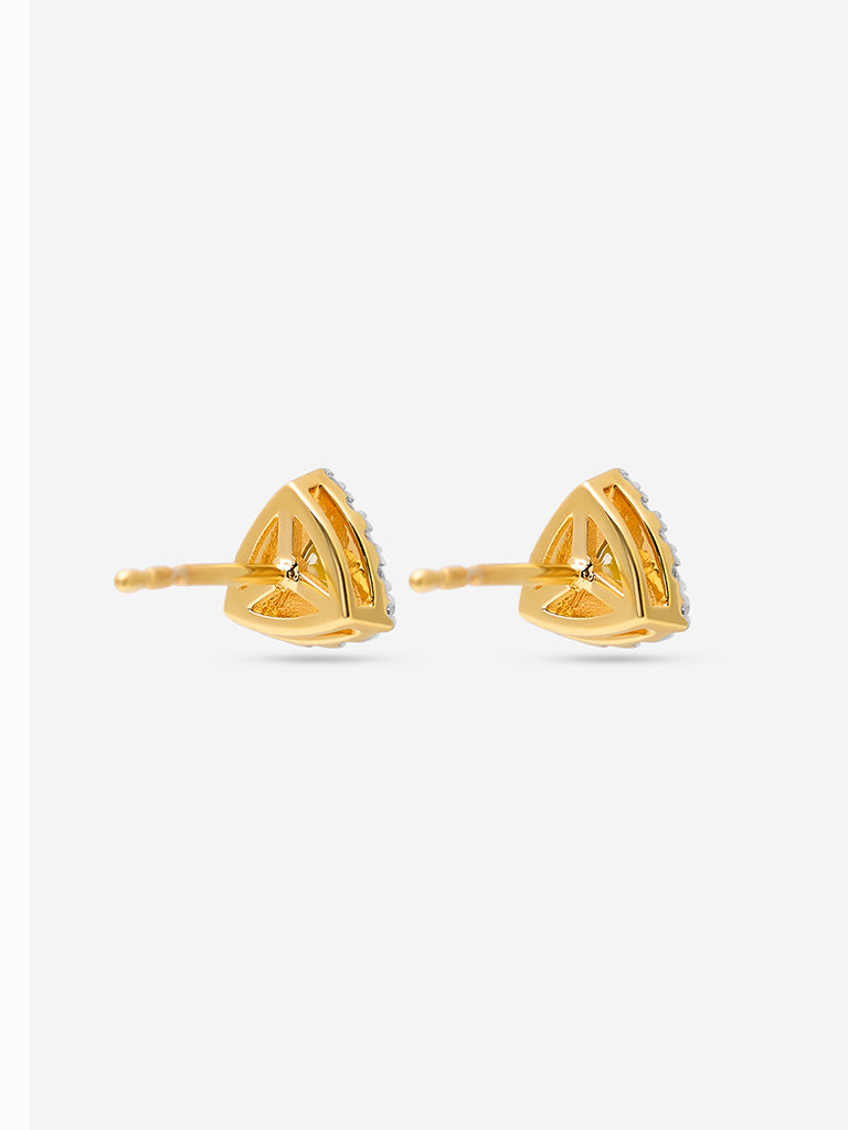 Yellow Trillion Lab Diamond Halo Stud Earrings