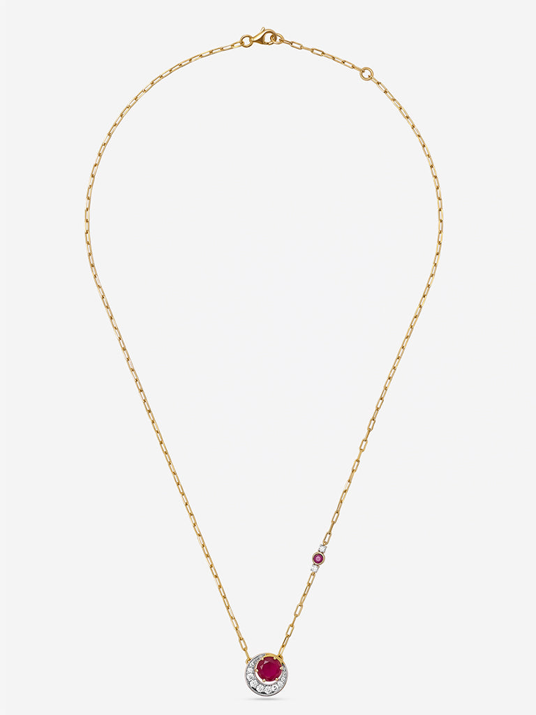 Ruby Gold Plated Lab Diamond Pendant Necklace