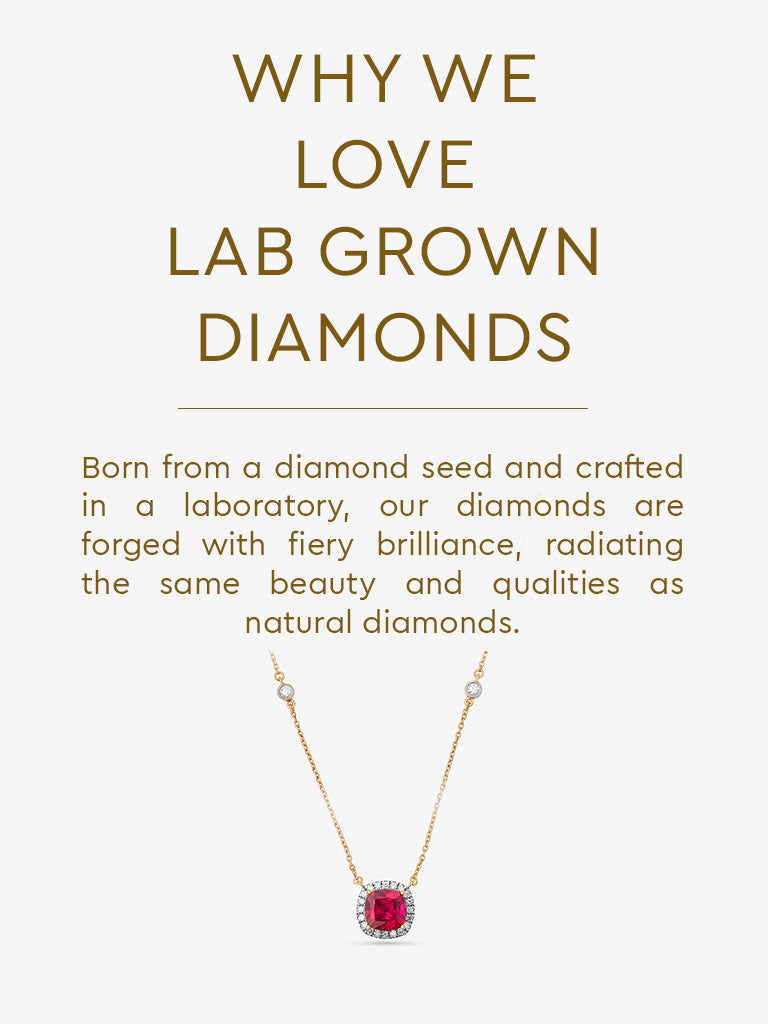 Cushion-Cut Ruby Gold Plated Lab Diamond Necklace