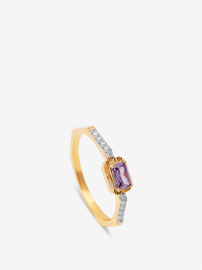 Amethyst Baguette Lab Diamond Ring