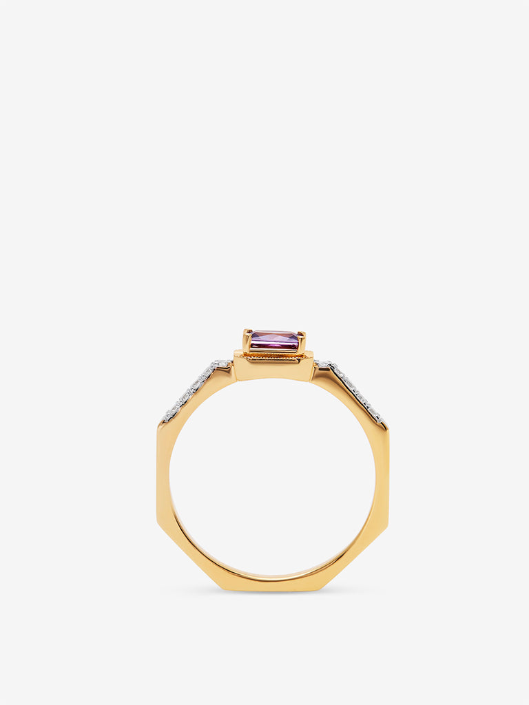 Amethyst Baguette Lab Diamond Ring