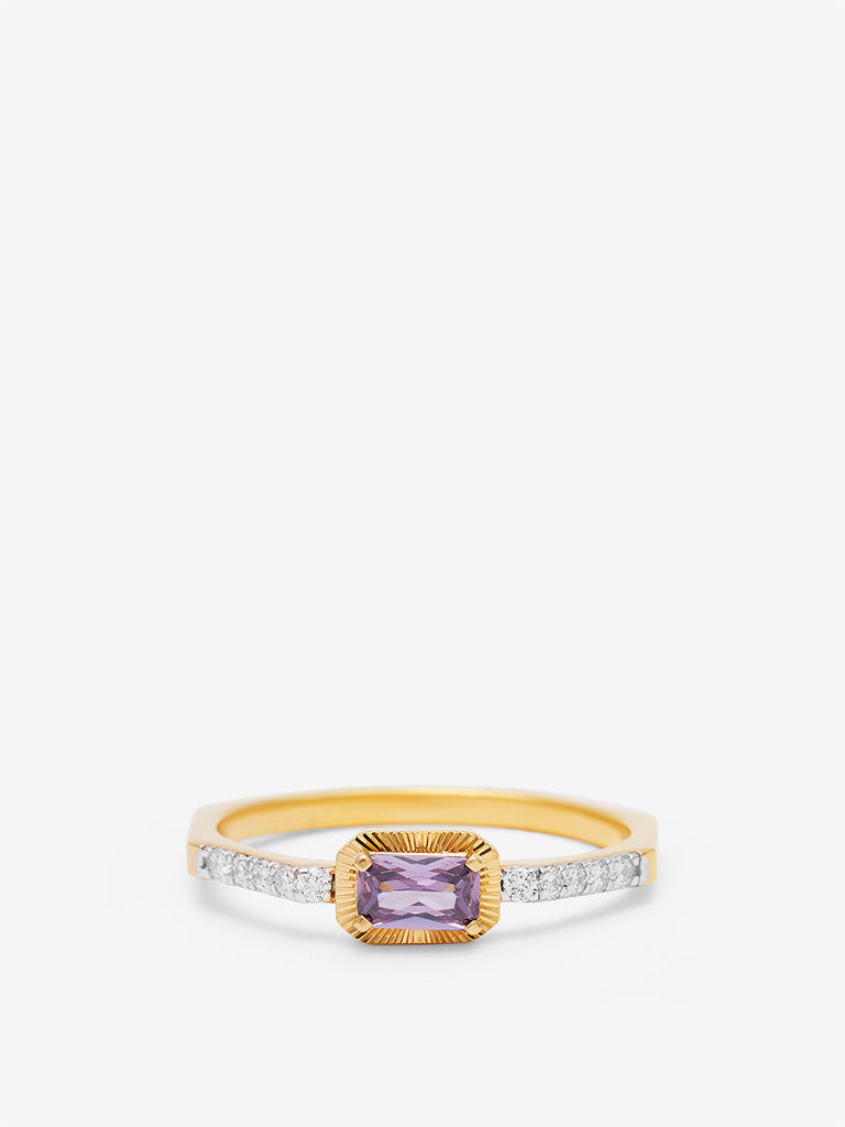 Amethyst Baguette Lab Diamond Ring