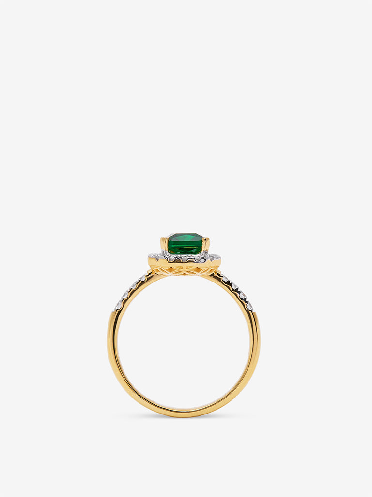 Emerald Baguette Gold Plated Lab Diamond Ring