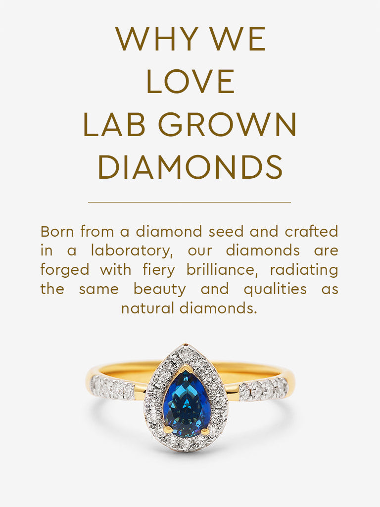 Sapphire Pear Gold Plated Lab Diamond Halo Ring