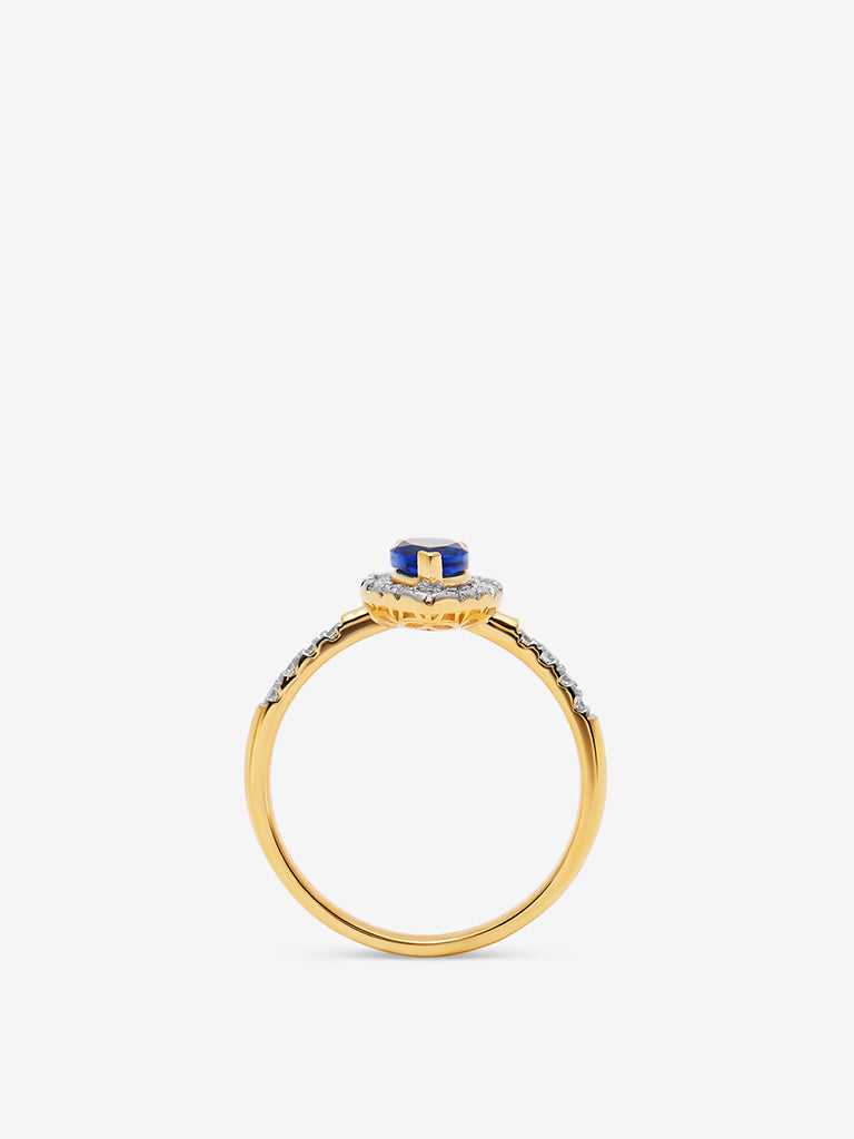 Sapphire Pear Gold Plated Lab Diamond Halo Ring