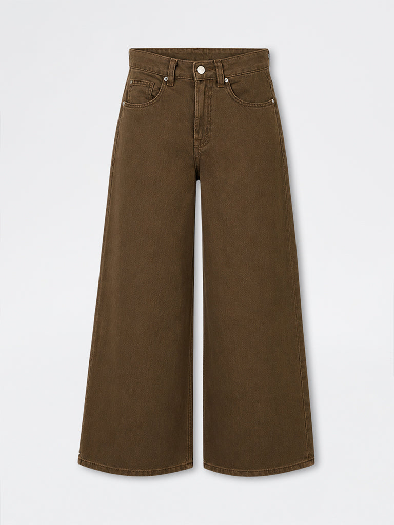 Nuon Brown Wide-Leg High-Rise Jeans