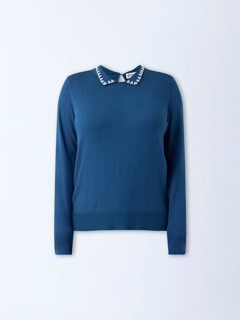 Gia Teal Pearlescent Top