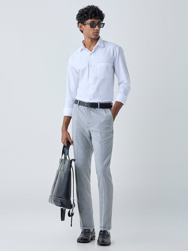 Westside WES Formals Men's White Solid Relaxed-Fit Cotton Shirt for Work Wear Full View