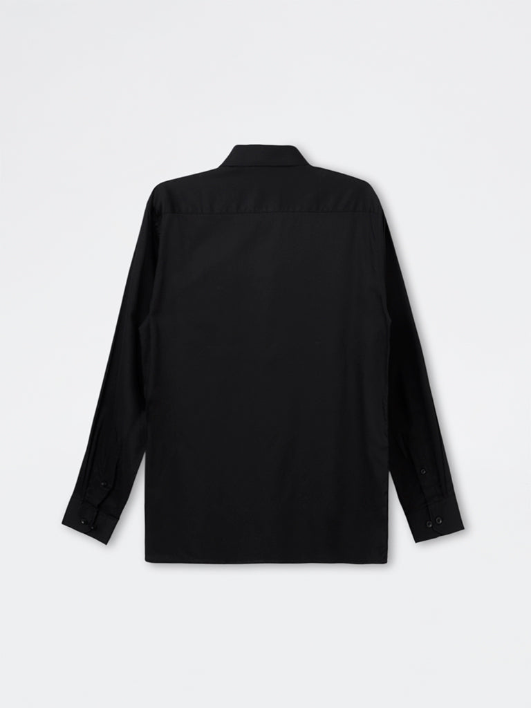 WES Formals Black Slim-Fit Cotton Shirt