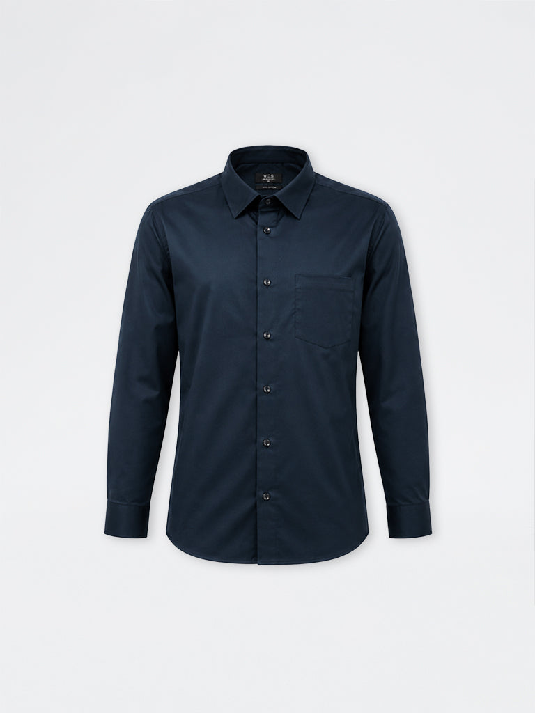 WES Formals Navy Relaxed-Fit Cotton Shirt