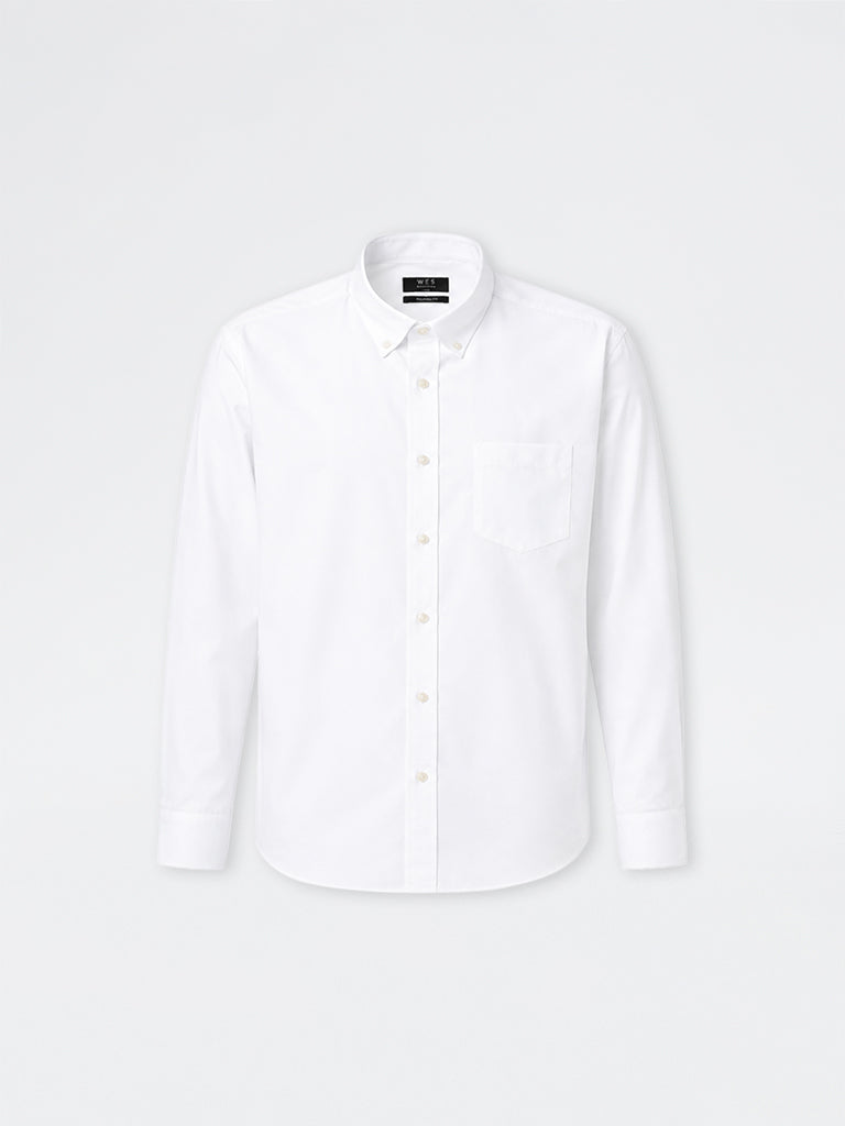 WES Formals White Relaxed-Fit Cotton Shirt
