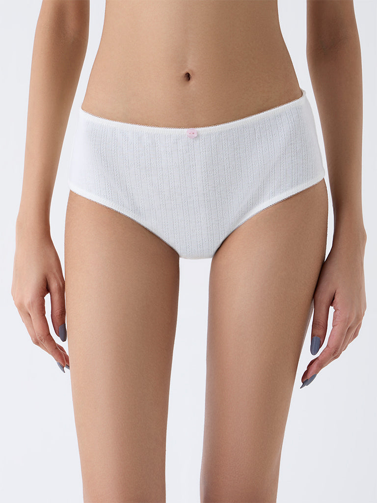 Superstar Off-White Pointelle Knitted Hipster Briefs