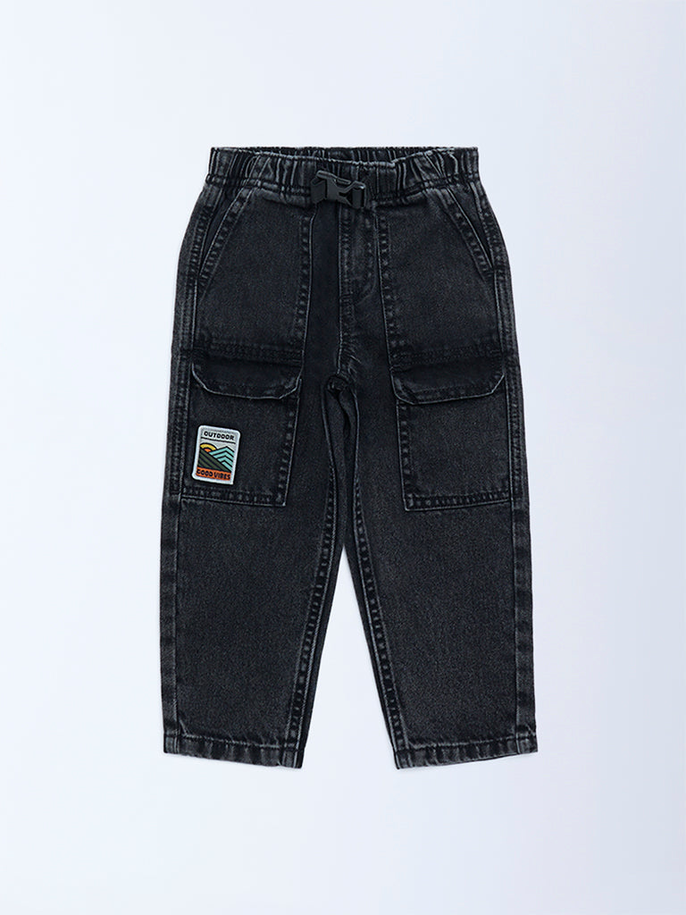 HOP Kids Boys Charcoal Mid-Rise Jeans