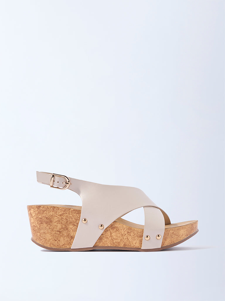 LUNA BLU Ivory Slingback Wedge Sandals
