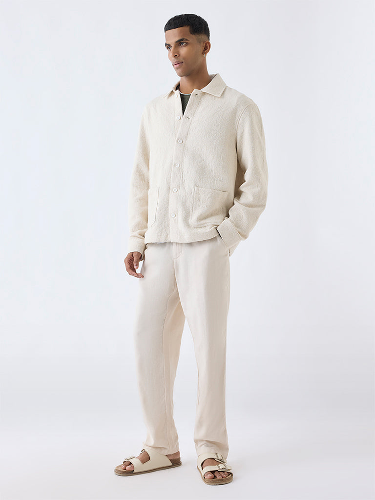 ETA Cream Jacquard Relaxed-Fit Cotton Shirt