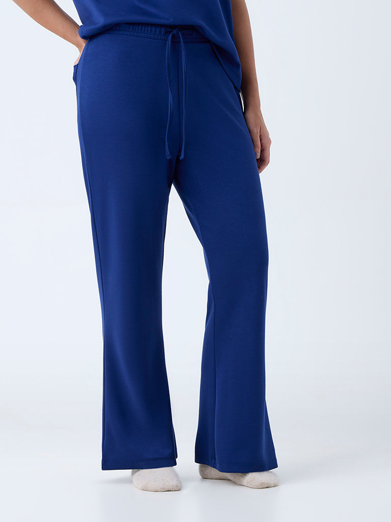 Wunderlove Blue Solid High-Rise Pants