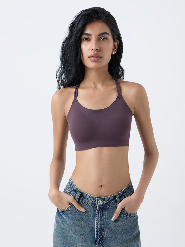 Superstar Purple Criss-Cross Detailed Padded Bralette