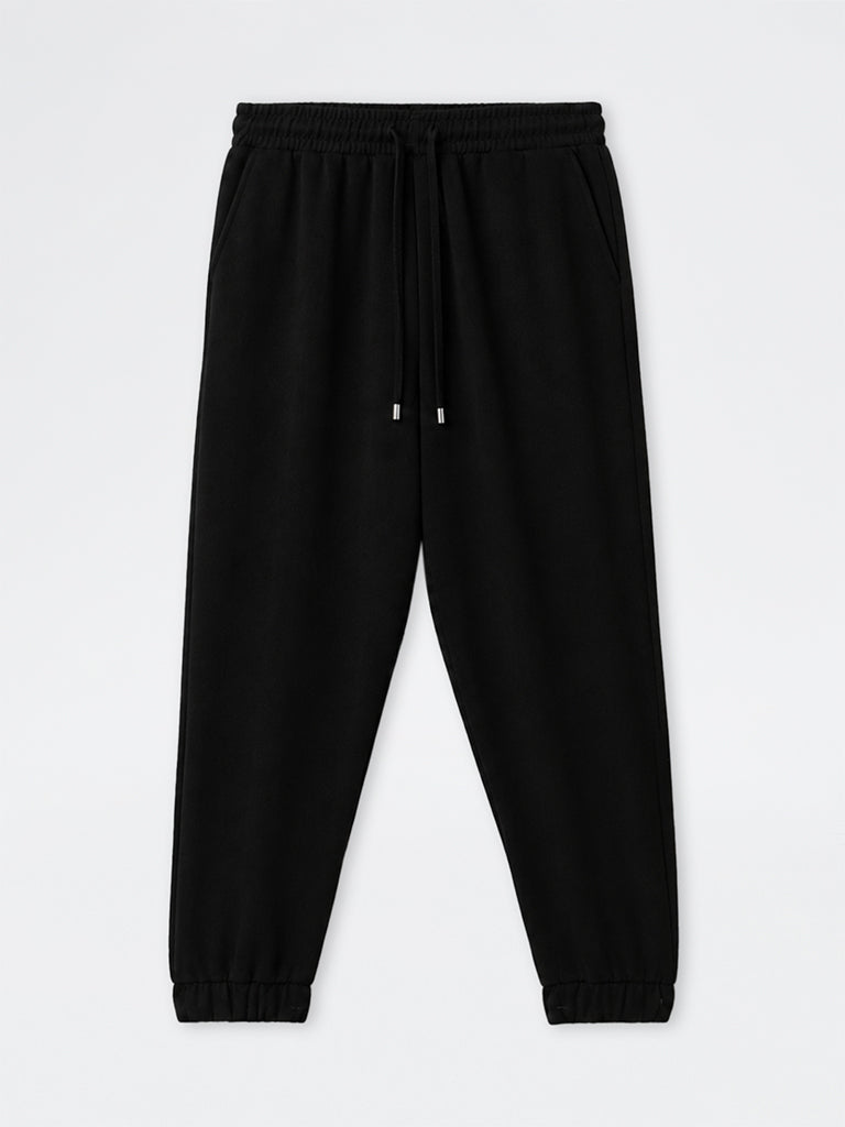 Nuoflexx Black Solid High-Rise Joggers