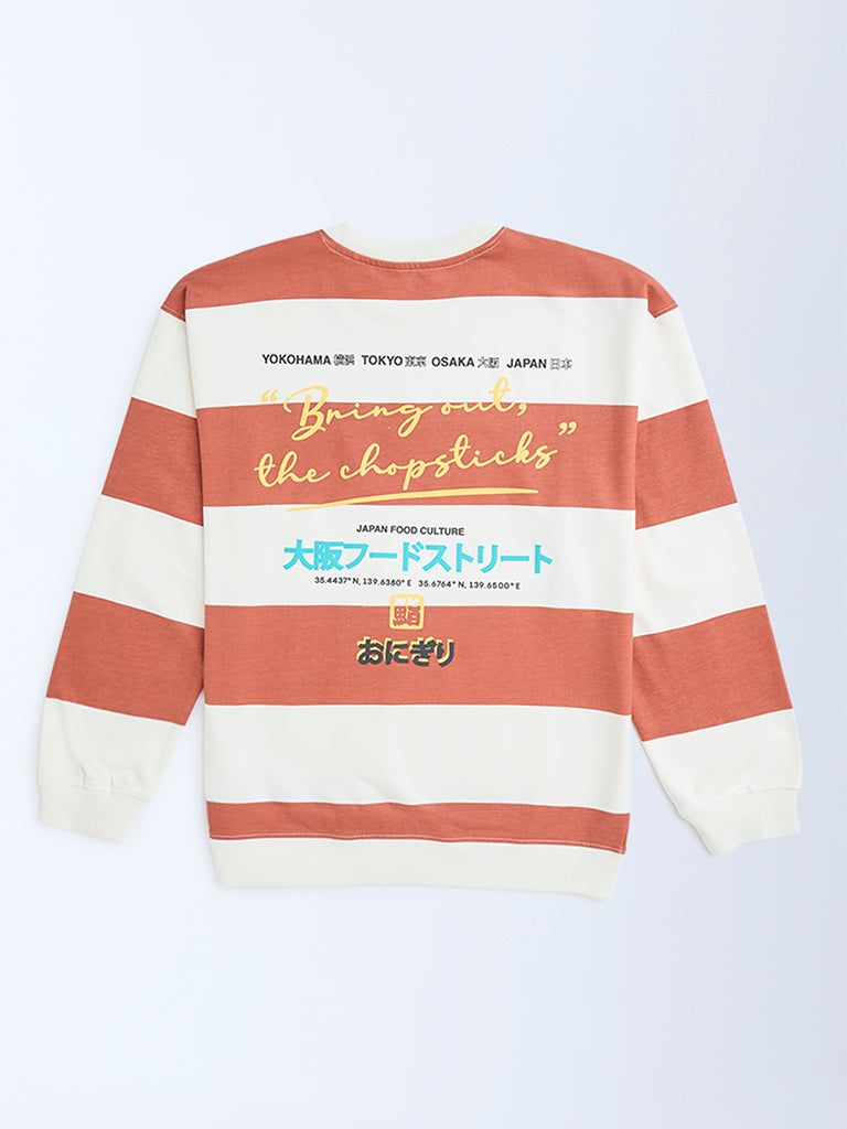 Y&F Kids Boys Coral Striped Cotton-Blend Sweatshirt
