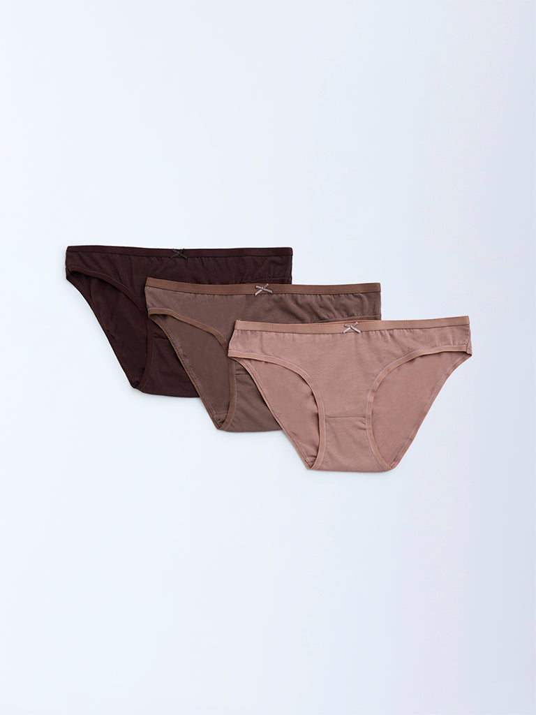 Wunderlove 3-Pack Cotton-Blend Bikini Briefs