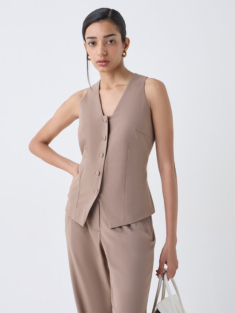 Wardrobe Brown Solid Waistcoat