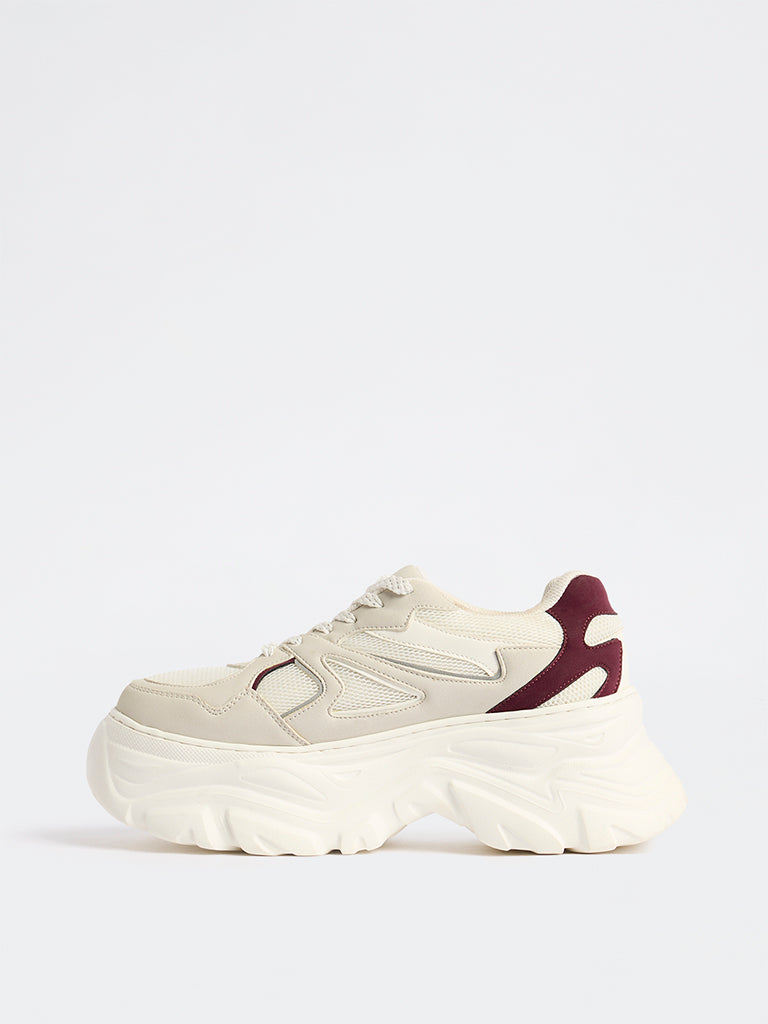 LUNA BLU Taupe Lace-Up Sneakers