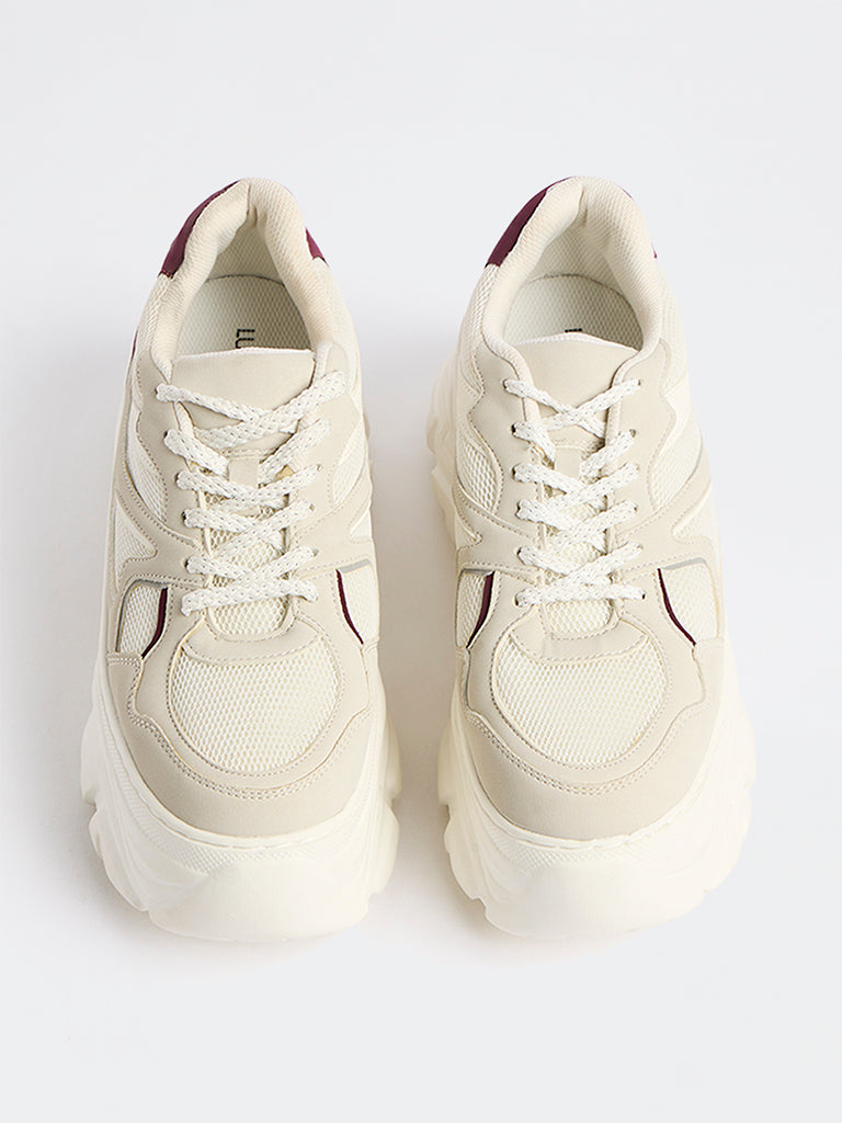 LUNA BLU Taupe Lace-Up Sneakers