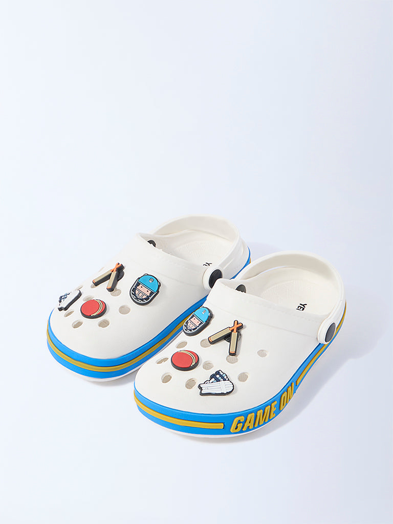 Yellow White Cricket Applique-Detailed Clogs
