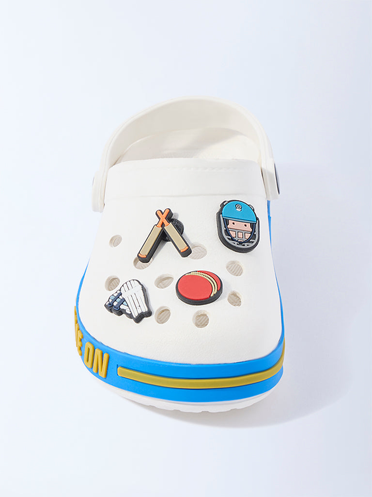 Yellow White Cricket Applique-Detailed Clogs