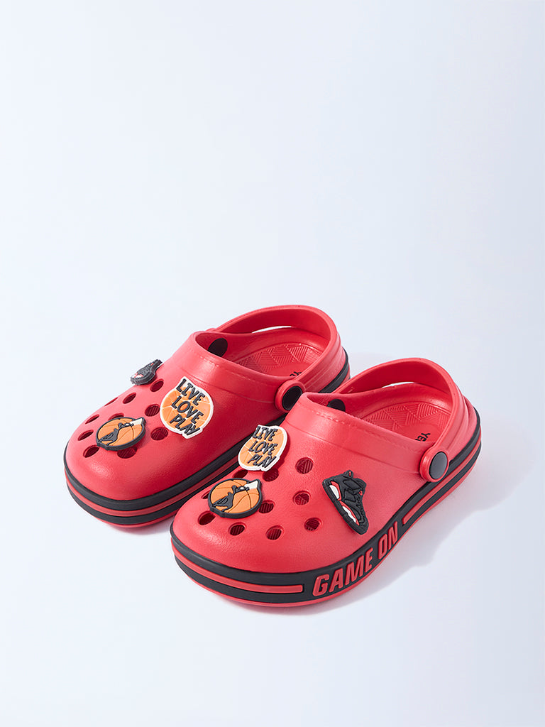 Yellow Red Basketball-Themed Clogs