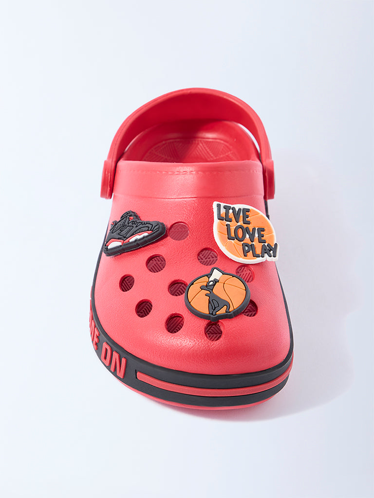 Yellow Red Basketball-Themed Clogs